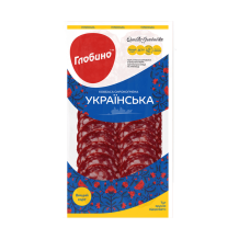 Ковбаса "Українська" с/к в/г нарізка 80 г/шт ДСТУ Глобино