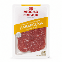 Ковбаса "Баварська" с/к в/г нарізка 75 г/шт М'ясна Гільдія