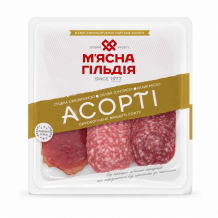 Ковбаса "Асорті" с/к в/г нарізка 160 г/шт М'ясна Гільдія