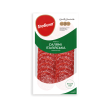 Ковбаса "Салямі Італійська" с/к в/г нарізка 80 г/шт Глобино