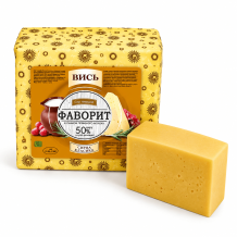 Сир "Фаворит" твердий 50% квадрат 2,5 кг ТМ Вись
