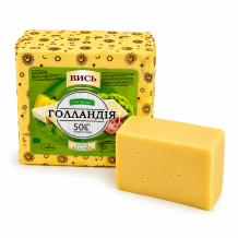 Сир "ГОЛЛАНДІЯ" твердий 50% пластик. квадрат ТМ Вись