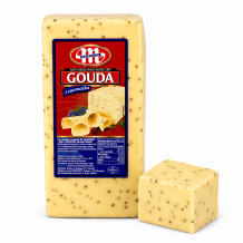 Сир "GOUDA з насінням чорного кмину" твердий брус MLEKOVITA