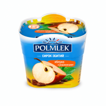 Сирок збитий зі смаком Яблуко з Родзинками 135 г ТМ POLMLEK