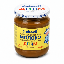 Молоко незбиране згущене ВАРЕНЕ Дітям 8,5% 500 г/шт склобанка Sladosvit