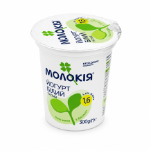 Йогурт білий густий 1,6% стакан 300 г Молокія