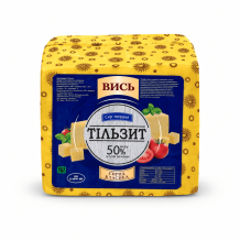 Сир "Тільзит" твердий 50% квадрат 2 кг ТМ Вись