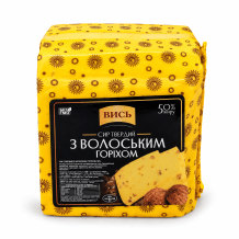 Сир з Волоським Горіхом твердий 50% квадрат 2 кг ТМ Вись